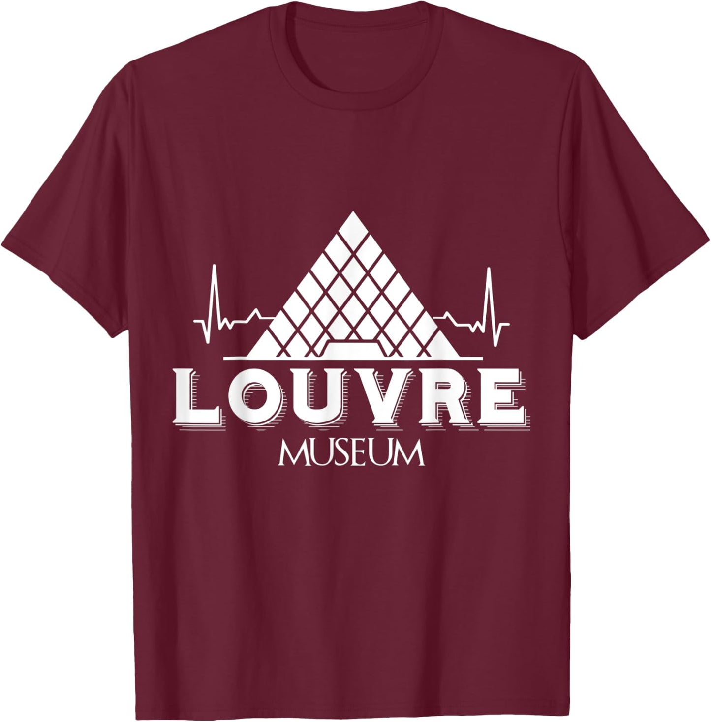 Louvre Museum Heartbeat from Paris France T-Shirt - T-Shirt | Maroon