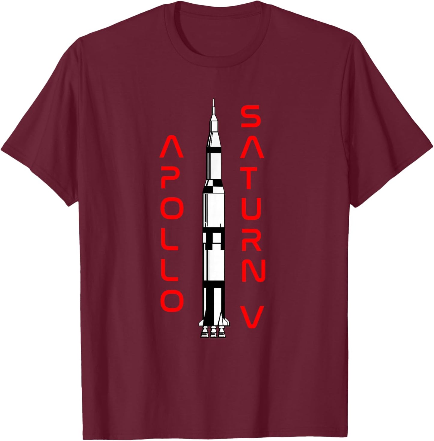Apollo 11 Saturn V Moon Rocket Space T-Shirt - T-Shirt | Maroon
