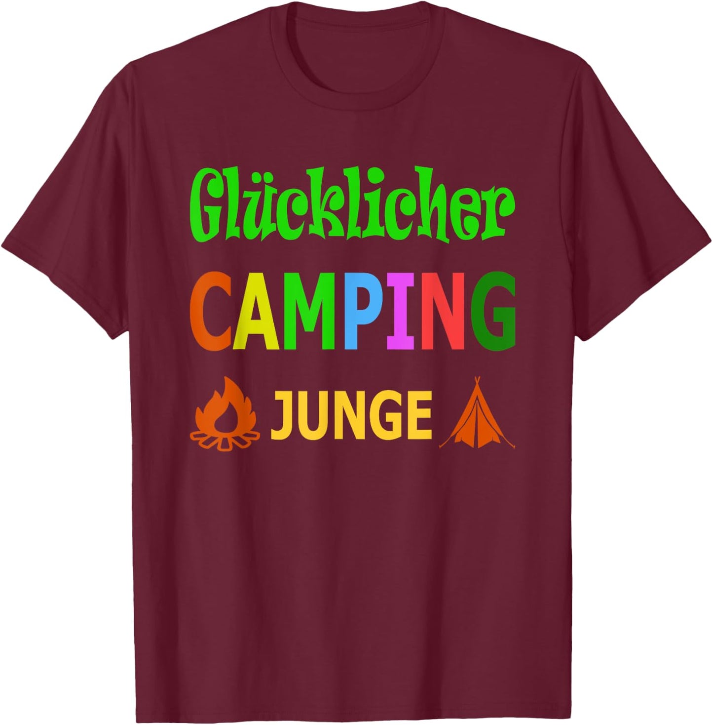 Glücklicher Camping Junge Camper Camping Caravan Zelt Kinder T-Shirt - T-Shirt | Maroon