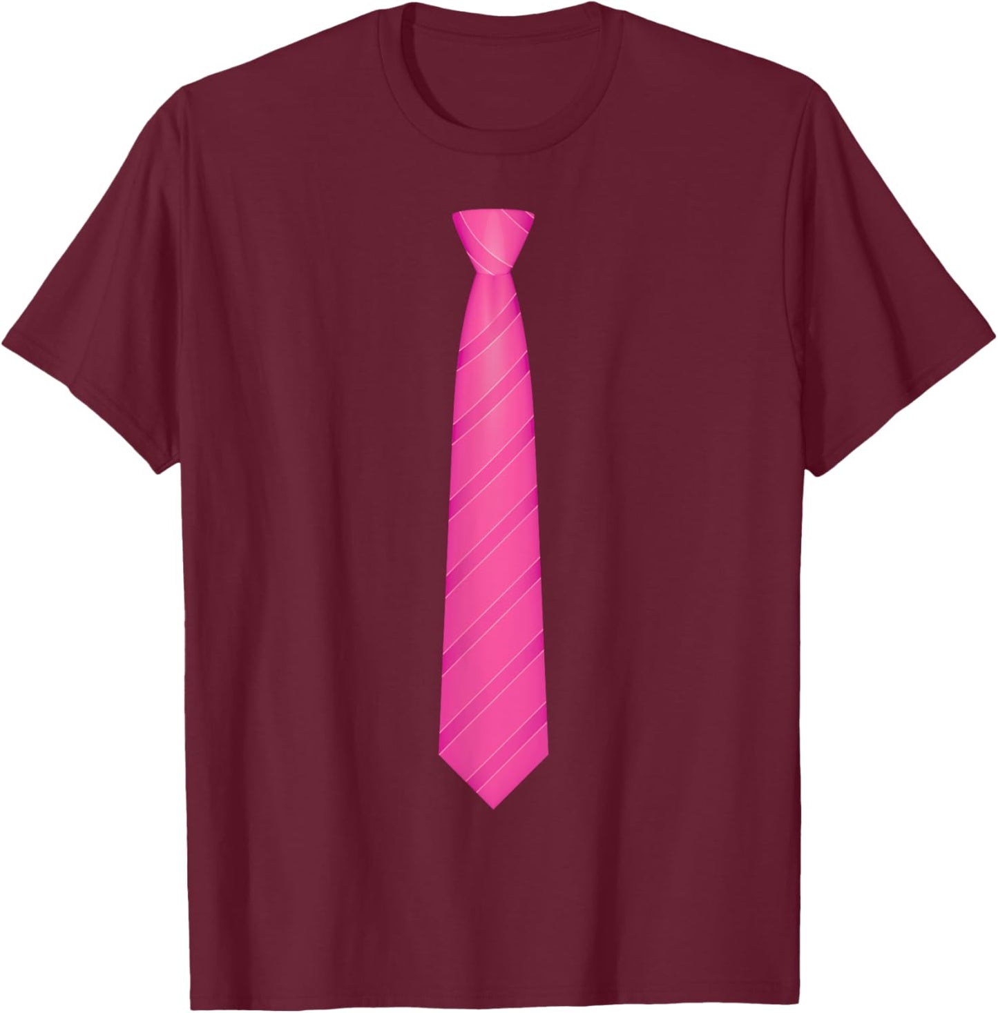 Pink Striped Tie, Necktie Funny Dress Graphic T-Shirt - T-Shirt | Maroon