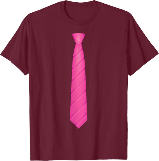 Pink Striped Tie, Necktie Funny Dress Graphic T-Shirt - T-Shirt | Maroon