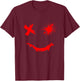 Red Graphic Party Face Rough Style Smile Face Red , black T-Shirt - T-Shirt | Maroon