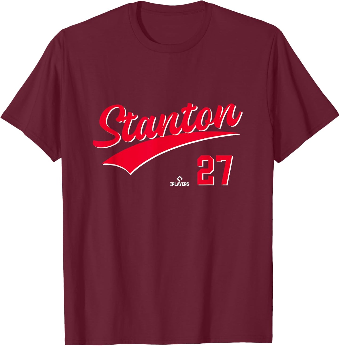 Giancarlo Stanton 27 New York Baseball Player MLBPA T-Shirt - T-Shirt | Maroon