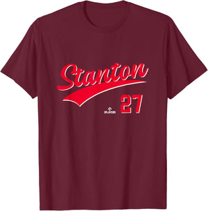 Giancarlo Stanton 27 New York Baseball Player MLBPA T-Shirt - T-Shirt | Maroon
