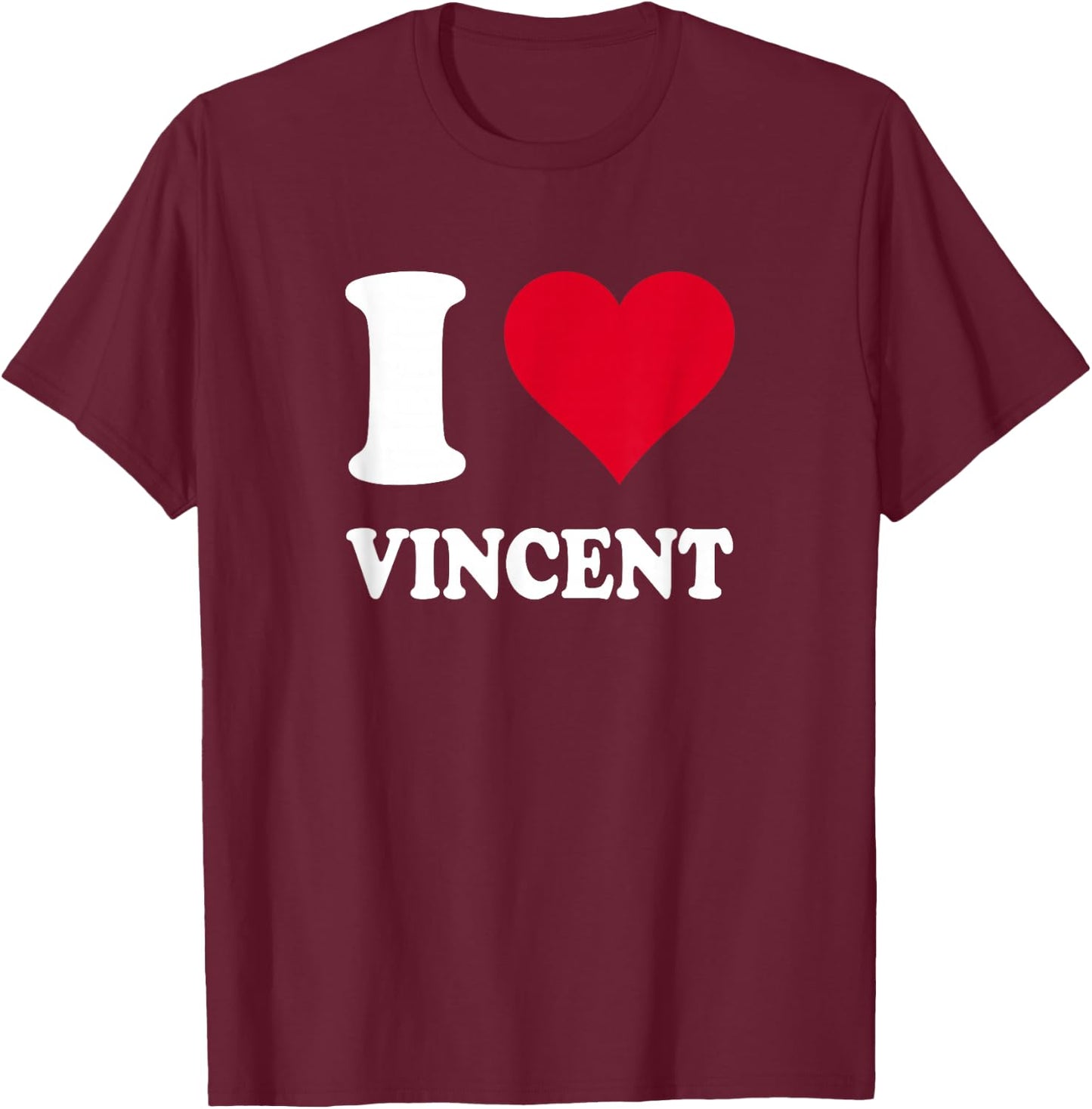 Red Heart J'aime Vincent T-Shirt - T-Shirt | Maroon