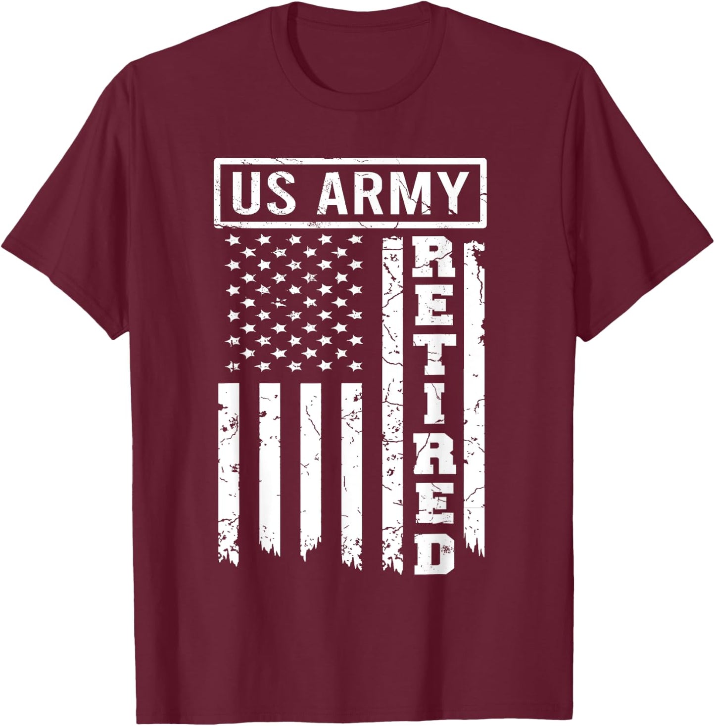 Retired US Army American Flag Retirement 2021 Men Women T-Shirt - T-Shirt | Maroon