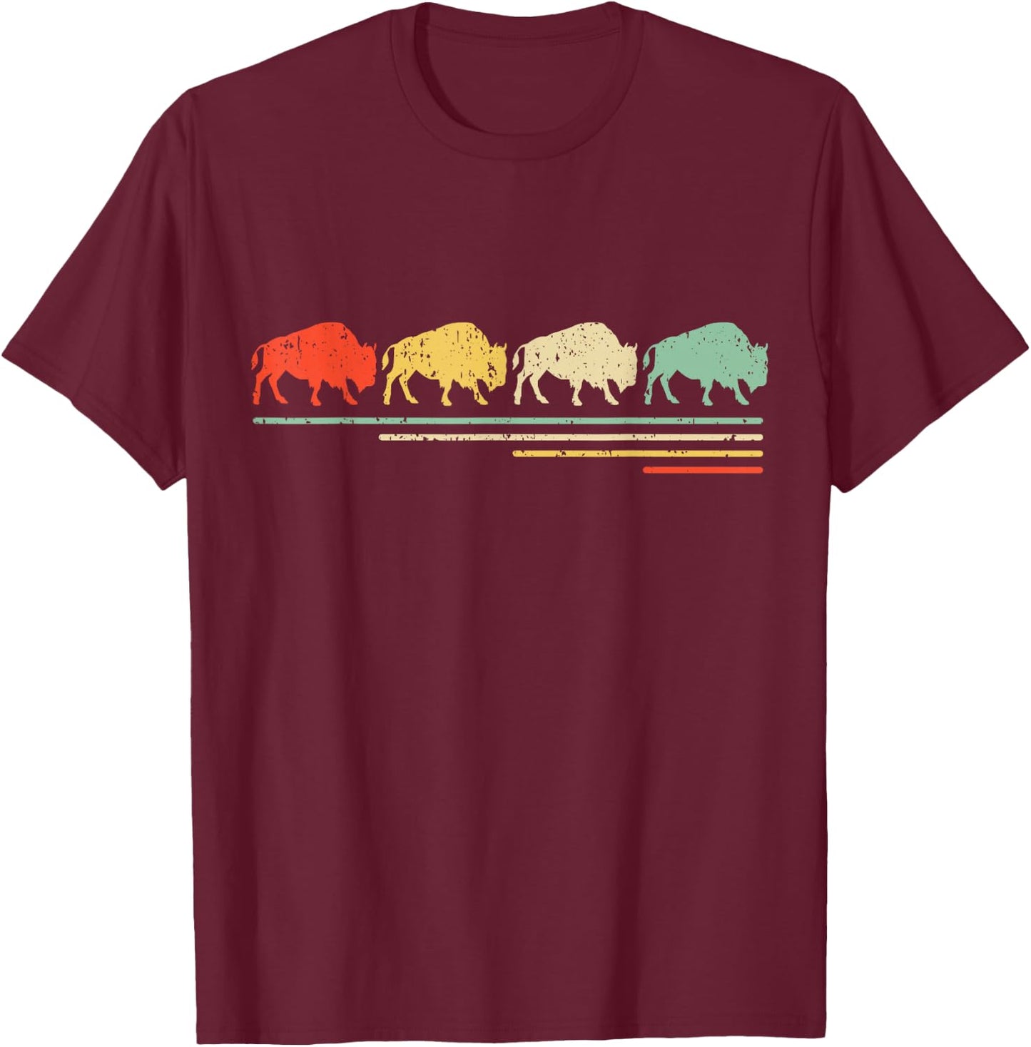 Vintage Bison T-Shirt - T-Shirt | Maroon
