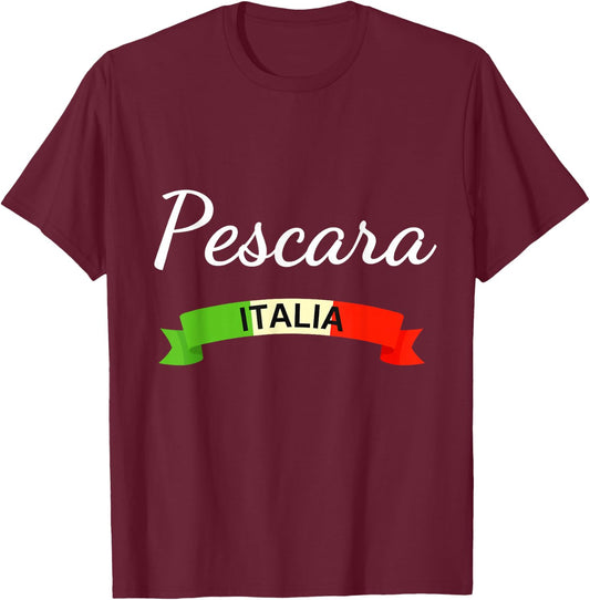 Pescara Italy Flag Italia Souvenir Matching Italian T-Shirt - T-Shirt | Maroon