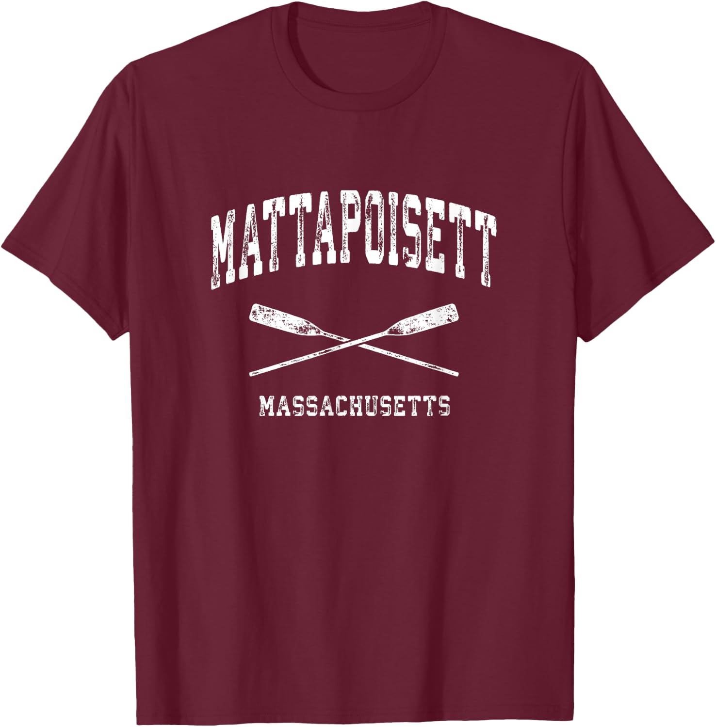 Mattapoisett Massachusetts Vintage Nautical Crossed Oars T-Shirt - T-Shirt | Maroon