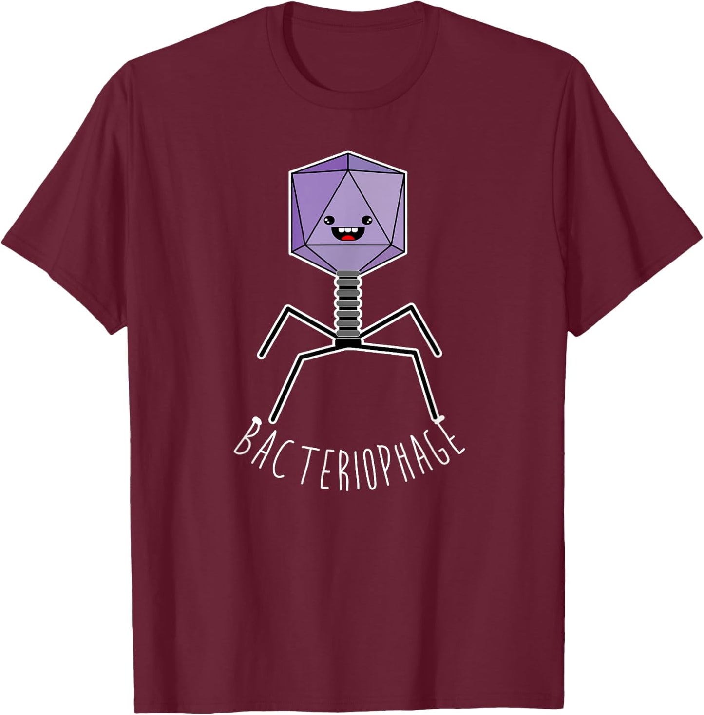 Cute Anime Bacteriophage Microorganism Microbiology T-Shirt - T-Shirt | Maroon