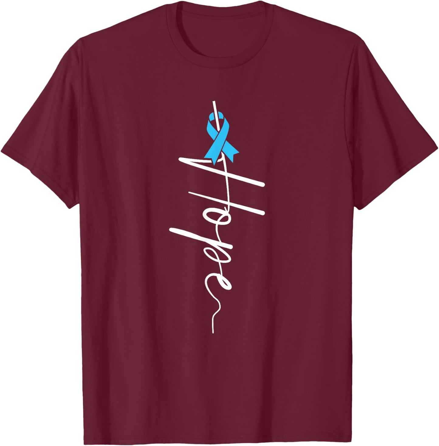 Hope Light Blue Ribbon Survivor Prostate Cancer Awareness T-Shirt - T-Shirt | Maroon