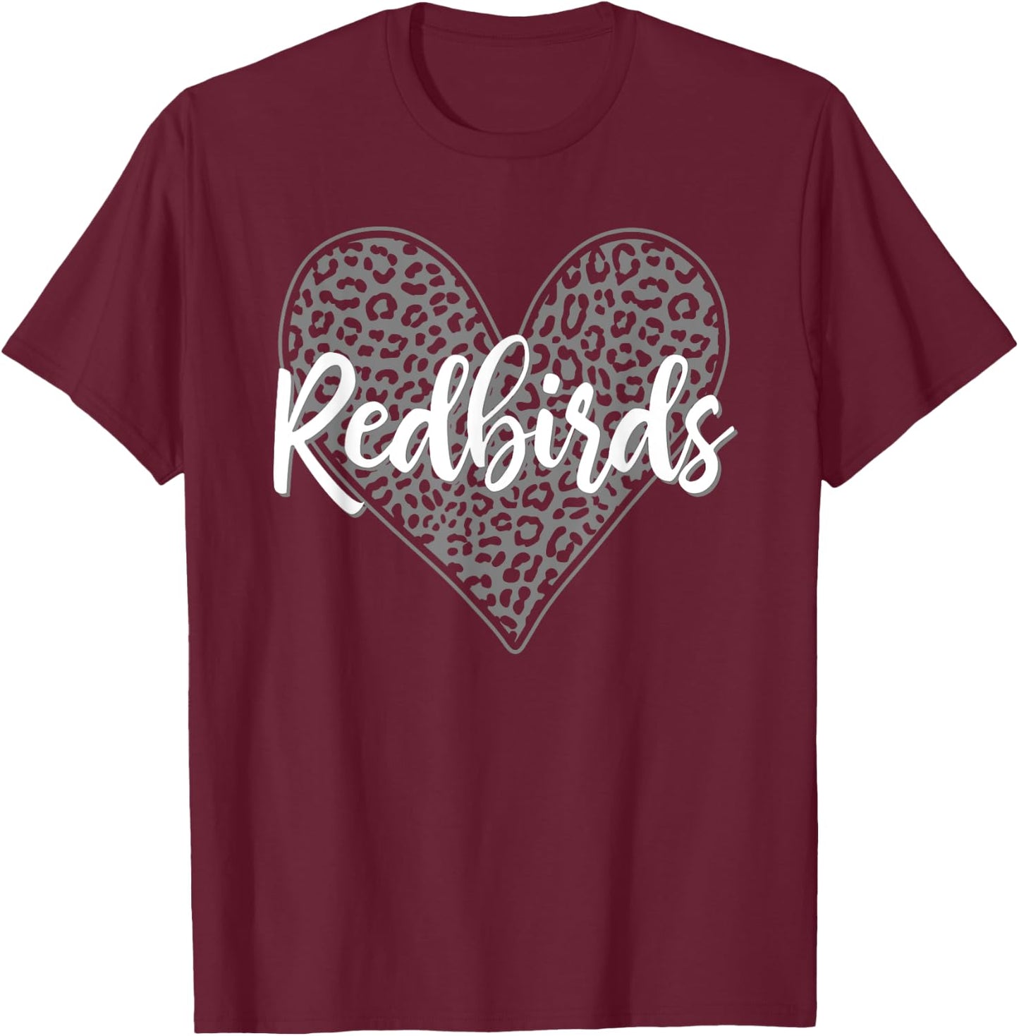 Redbirds Alton Leopard Heart Pattern HS T-Shirt - T-Shirt | Maroon