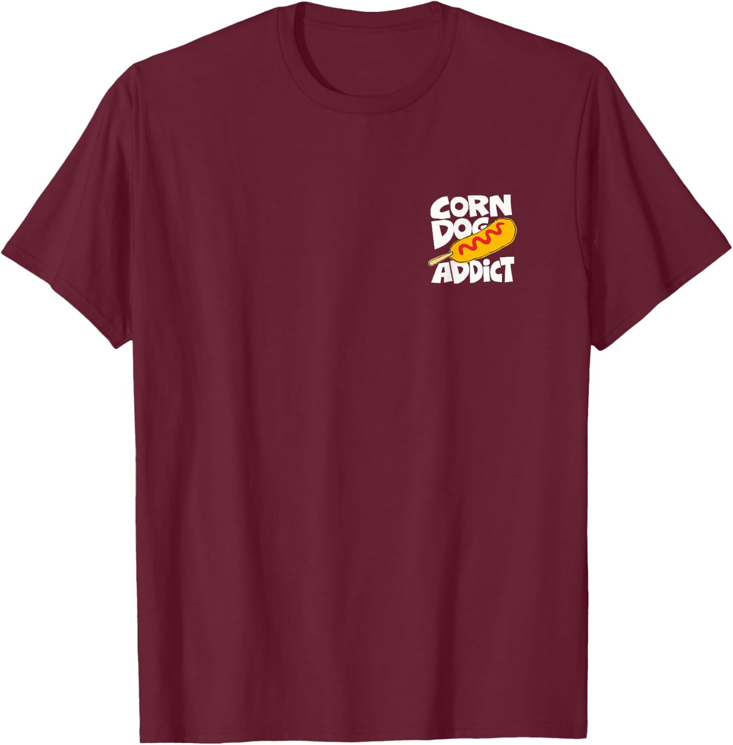Corn Dog Minimalist Badge Patch T-Shirt - T-Shirt | Maroon