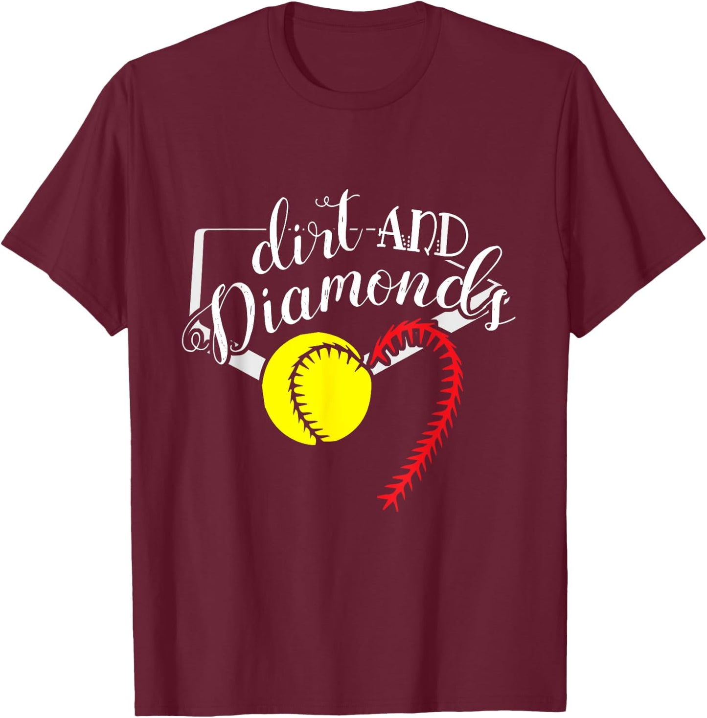 Softball Player Gift Dirt Diamonds Softball T-Shirt - T-Shirt | Maroon