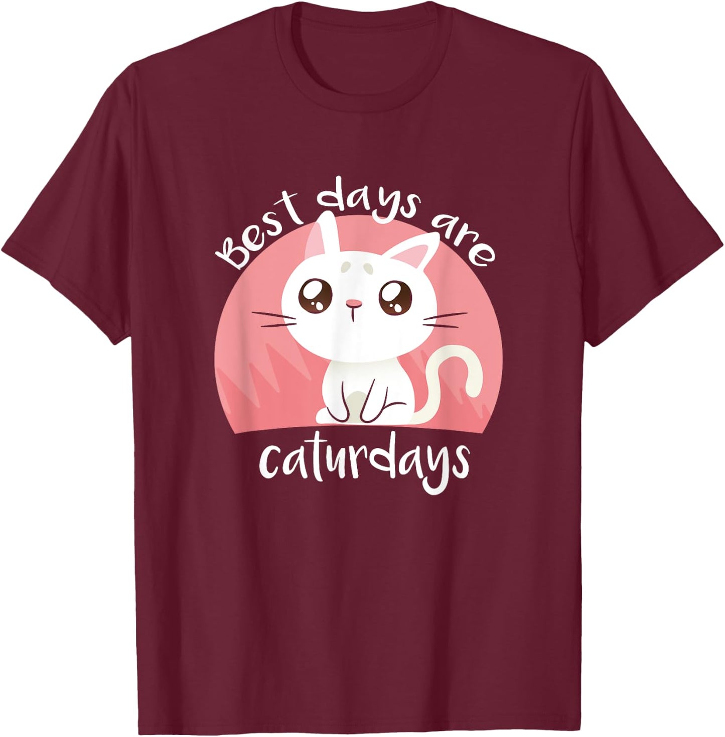 Best Days Are Caturdays - Cute Cat Shirt Gift Cat Lover Women Kids T-Shirt - T-Shirt | Maroon