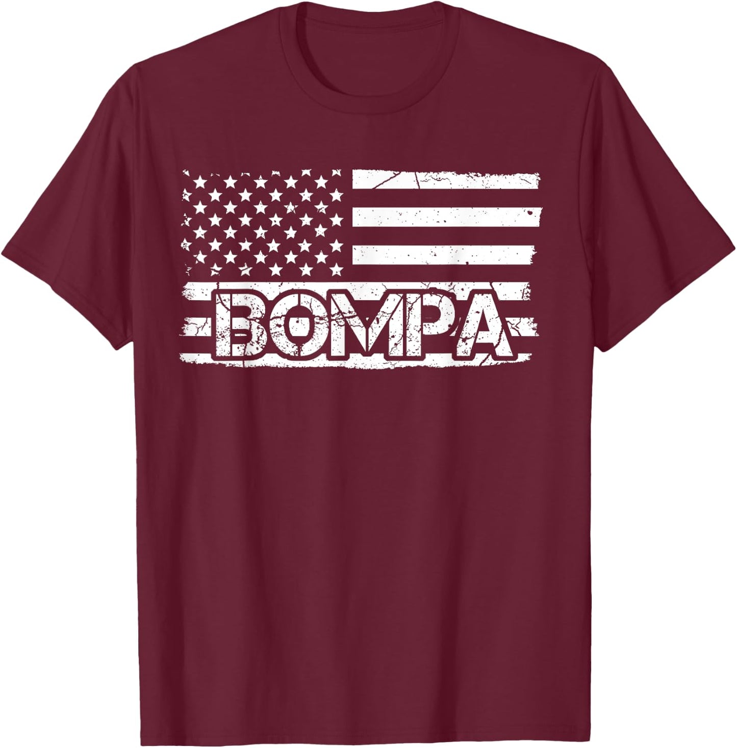 Bompa American Flag Father's Day Grandpa Gift T-Shirt - T-Shirt | Maroon
