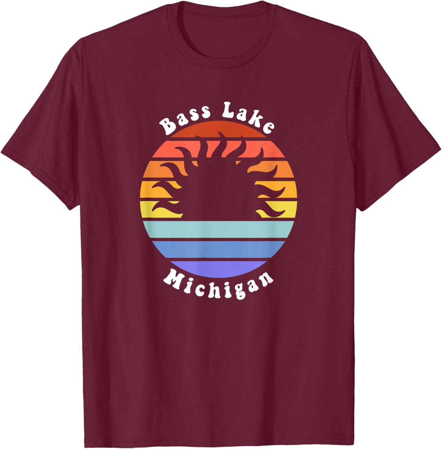Bass Lake Michigan MI Sunset Summer Vacation Women Kids T-Shirt - T-Shirt | Maroon
