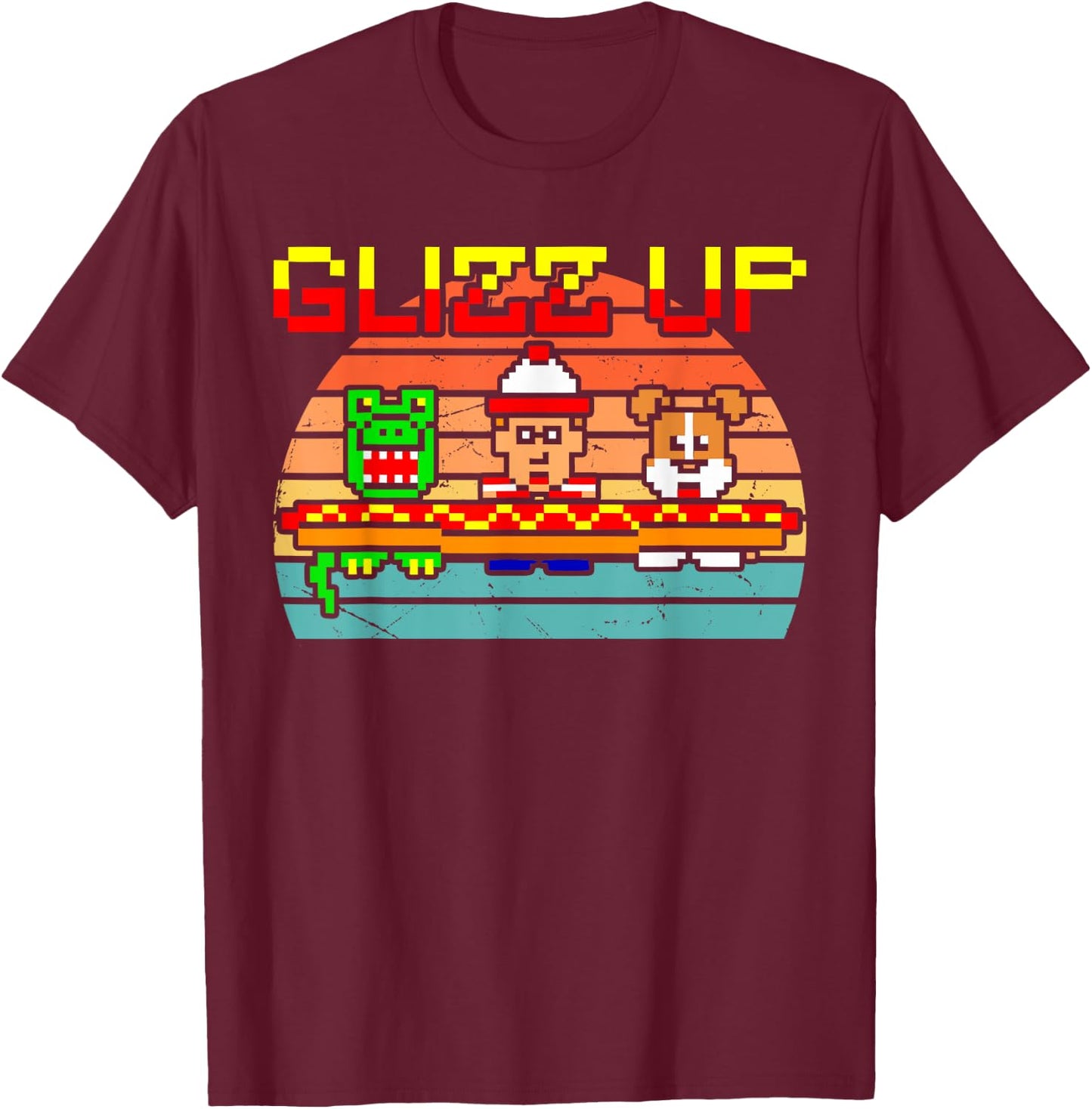 Glizz Up Retro Design T-Shirt - T-Shirt | Maroon