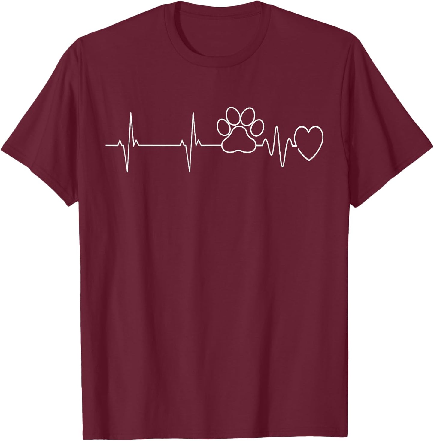 Paw Print Heartbeat EKG Veterinary Technician Vet Tech Gift T-Shirt - T-Shirt | Maroon