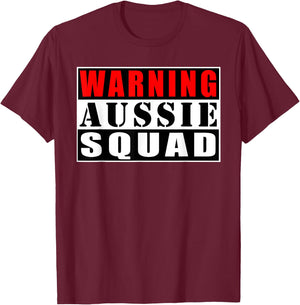 Warning Aussie Squad Australia Kangaroo Funny T-Shirt - T-Shirt | Maroon