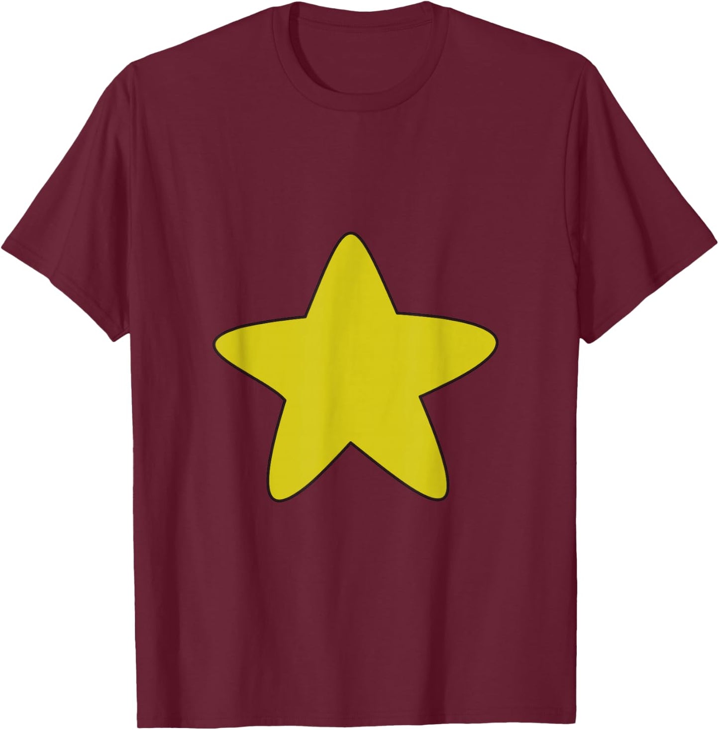 Bright Yellow Star Belly Shirt, Distressed Gold Star Stomach T-Shirt - T-Shirt | Maroon