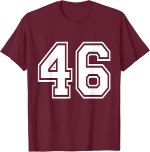 Number 46 Varsity Sports Team Jersey 46th Birthday 46 Years T-Shirt - T-Shirt | Maroon