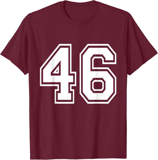 Number 46 Varsity Sports Team Jersey 46th Birthday 46 Years T-Shirt - T-Shirt | Maroon