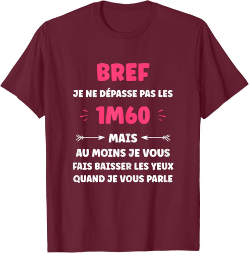 Humour little woman Brief je ne pas pas les 1m60 , Black, Female X-Small