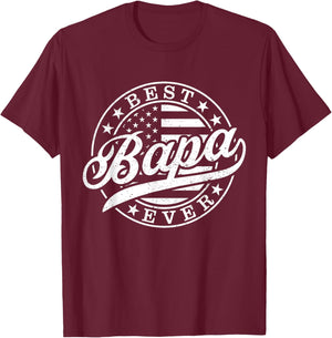 Best Bapa Ever American US Flag Funny Grandpa Father's Day T-Shirt - T-Shirt | Maroon