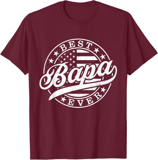Best Bapa Ever American US Flag Funny Grandpa Father's Day T-Shirt - T-Shirt | Maroon