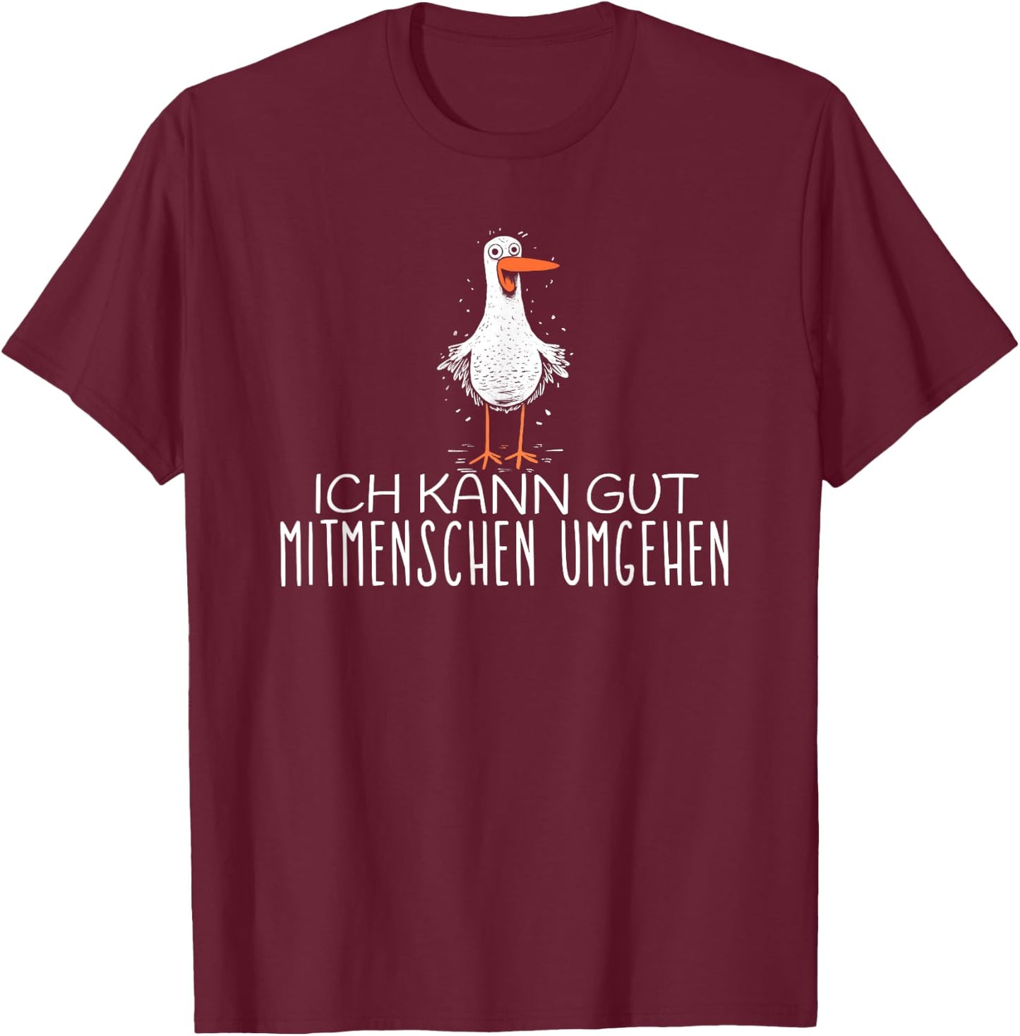 with German Text "Ich kann gut mitmenschen umgehen, black, S T-Shirt - T-Shirt | Maroon