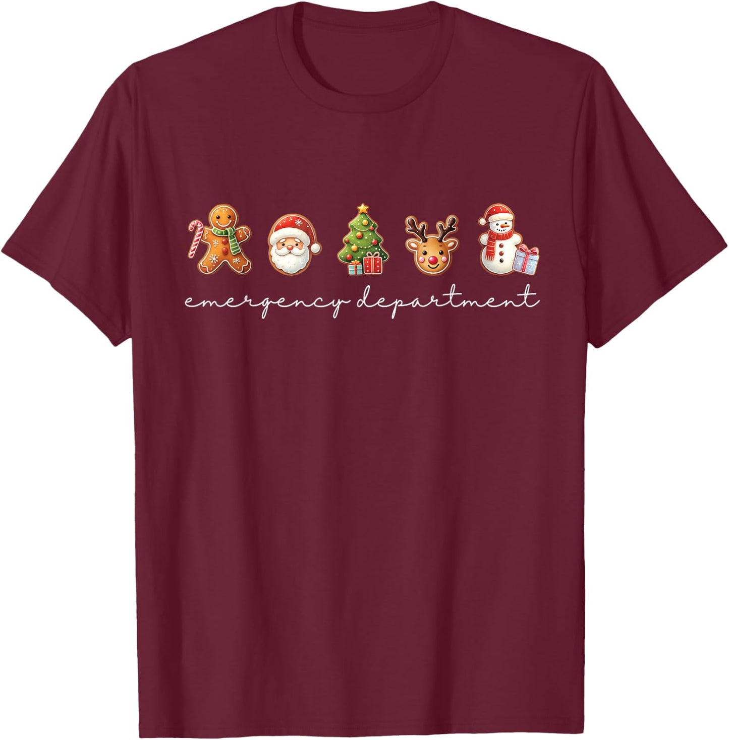 Emergency Department Christmas ED Tech Nurse Merry Xmas T-Shirt - T-Shirt | Maroon