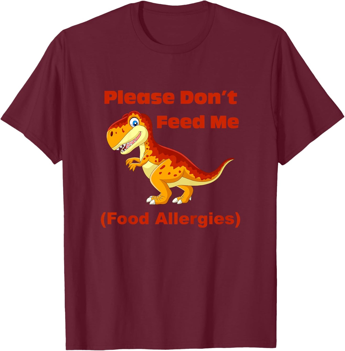 Food Allergy Toddler Kids with T-Rex T-Shirt - T-Shirt | Maroon
