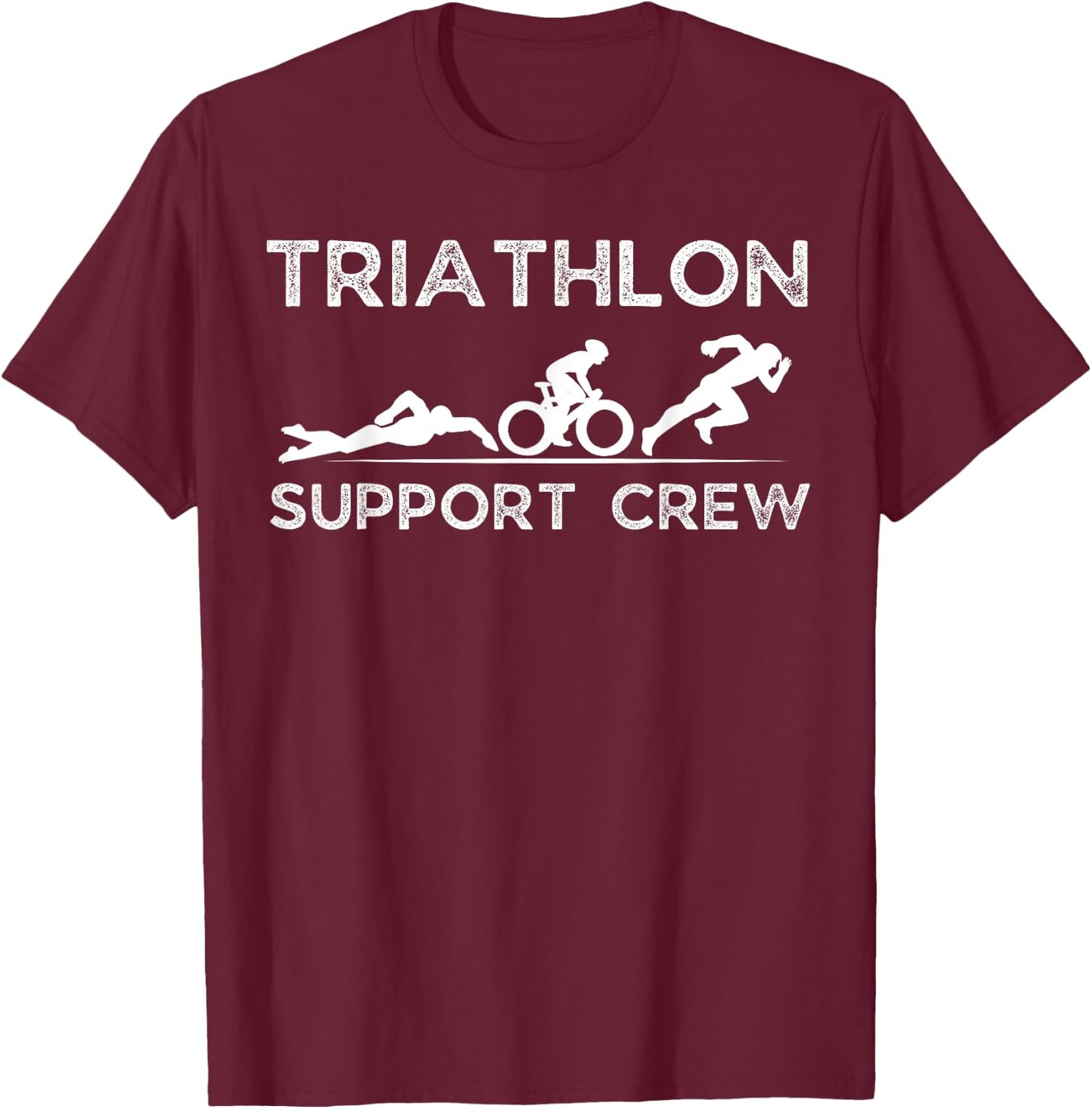 Triathlon Support Crew Men Women Kids Family Friend T-Shirt - T-Shirt | Maroon