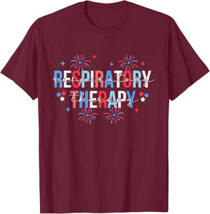 Respiratory Therapist Stethoscope 4th July Nursing RT Staff T-Shirt - T-Shirt | Maroon