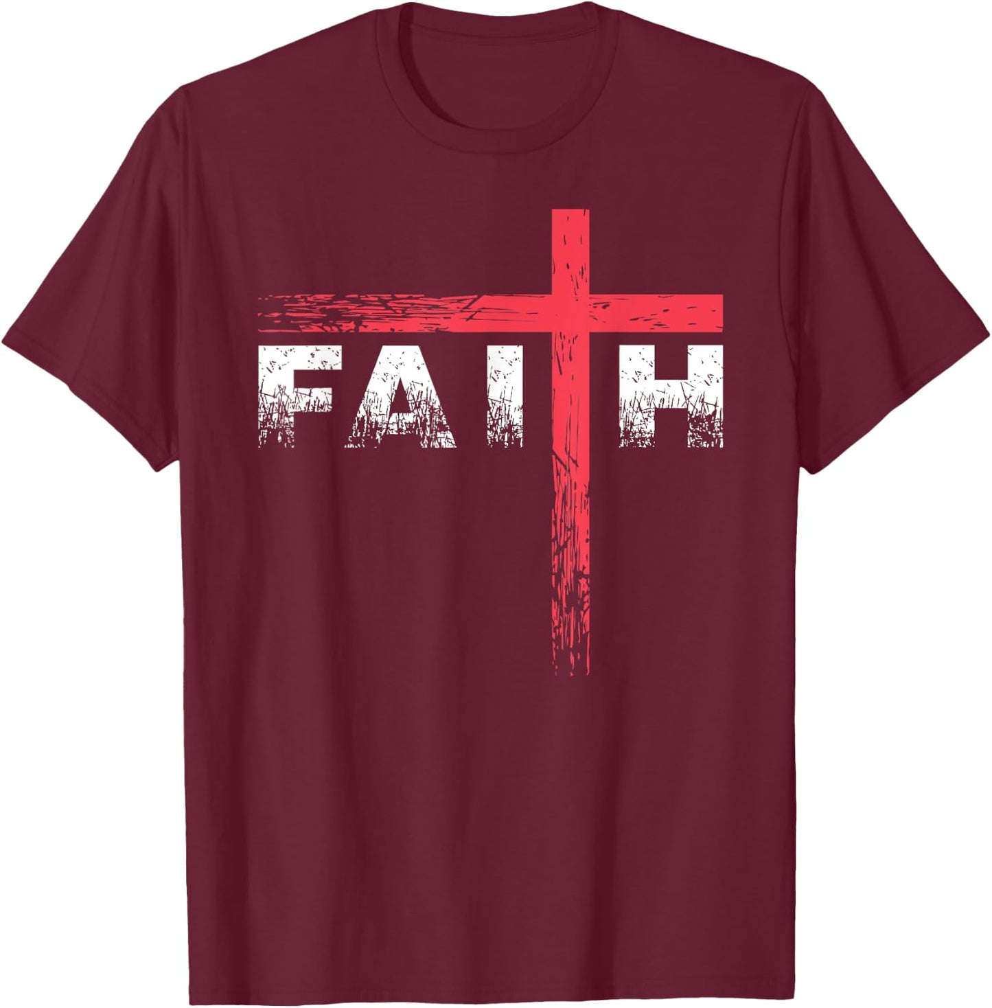 Christian Faith & Cross - Christian Faith & Cross T-Shirt - T-Shirt | Maroon