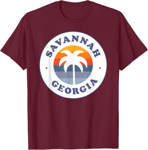 Savannah Georgia GA Palm Tree Beach Vacation Souvenirs Men Women Girls Kids T-Shirt - T-Shirt | Maroon
