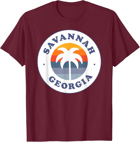 Savannah Georgia GA Palm Tree Beach Vacation Souvenirs Men Women Girls Kids T-Shirt - T-Shirt | Maroon