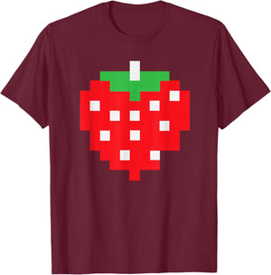 Retro Arcade Game Strawberry T-Shirt - T-Shirt | Maroon