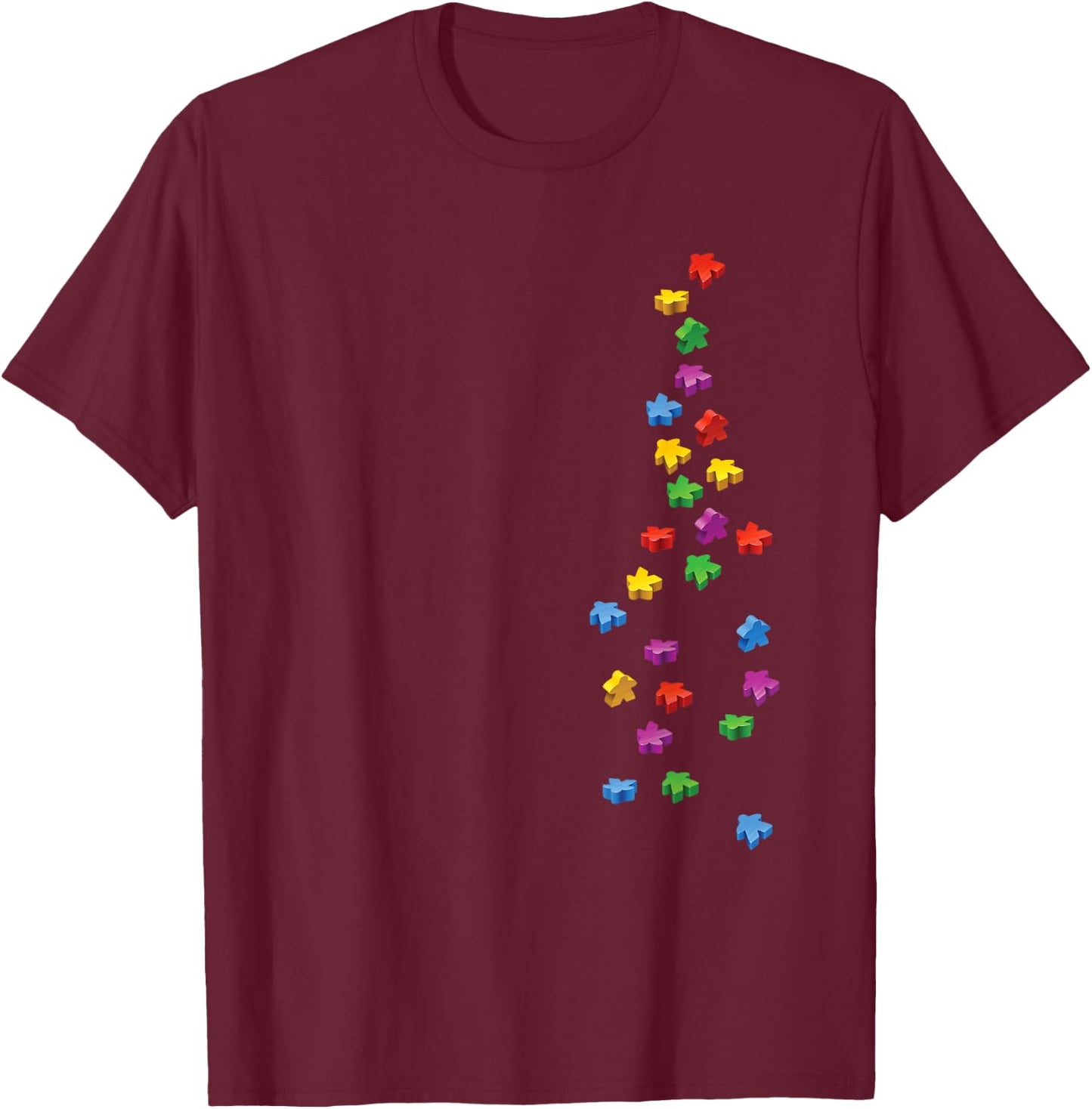 Falling Meeples - Brettspiele T-Shirt - T-Shirt | Maroon