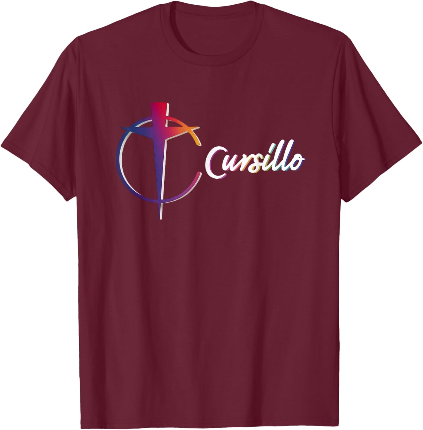 DeColores Cursillo Rainbow Rooster Catholic T-Shirt - T-Shirt | Maroon