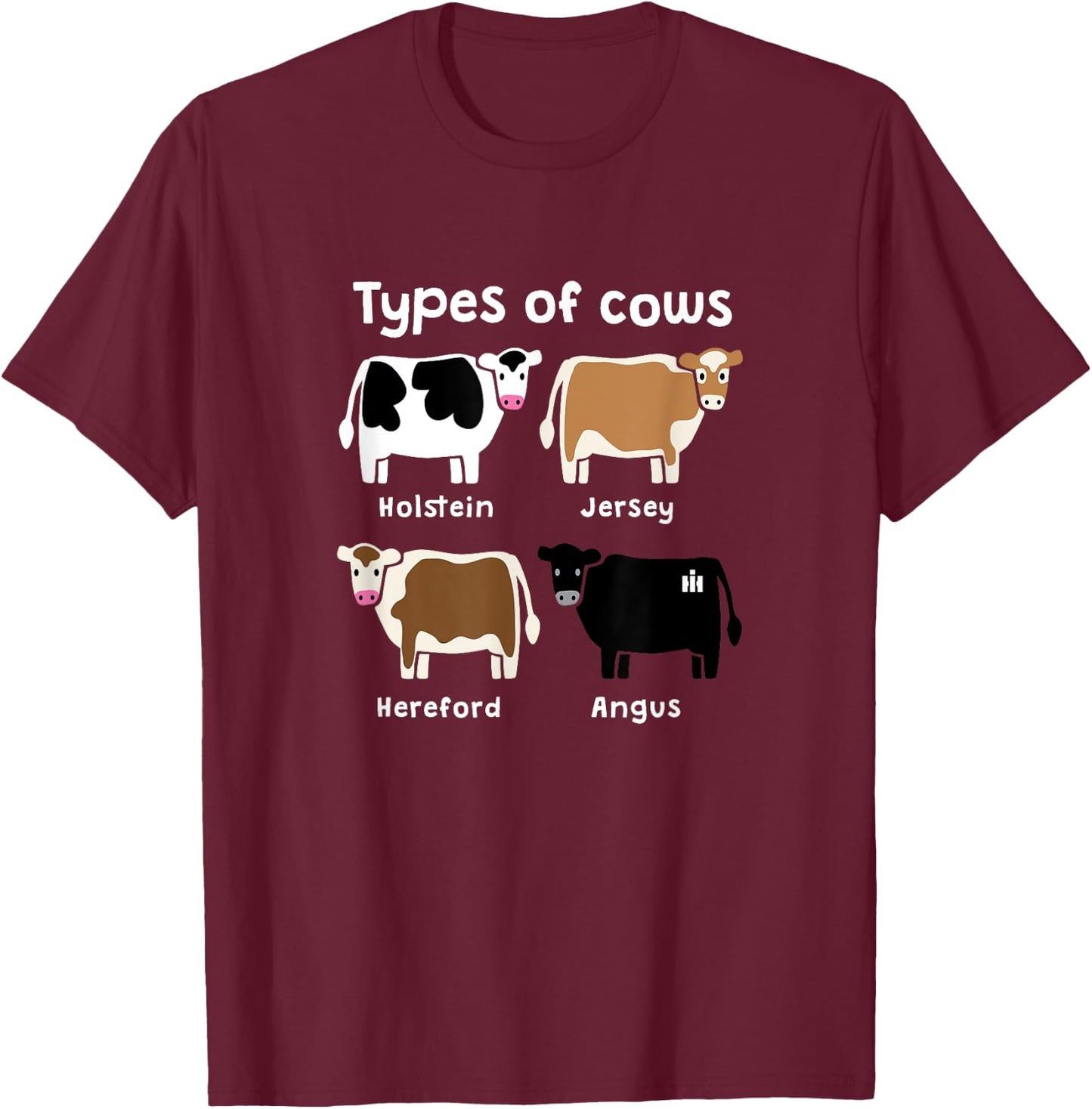 CASE IH - Types of Cows T-Shirt - T-Shirt | Maroon