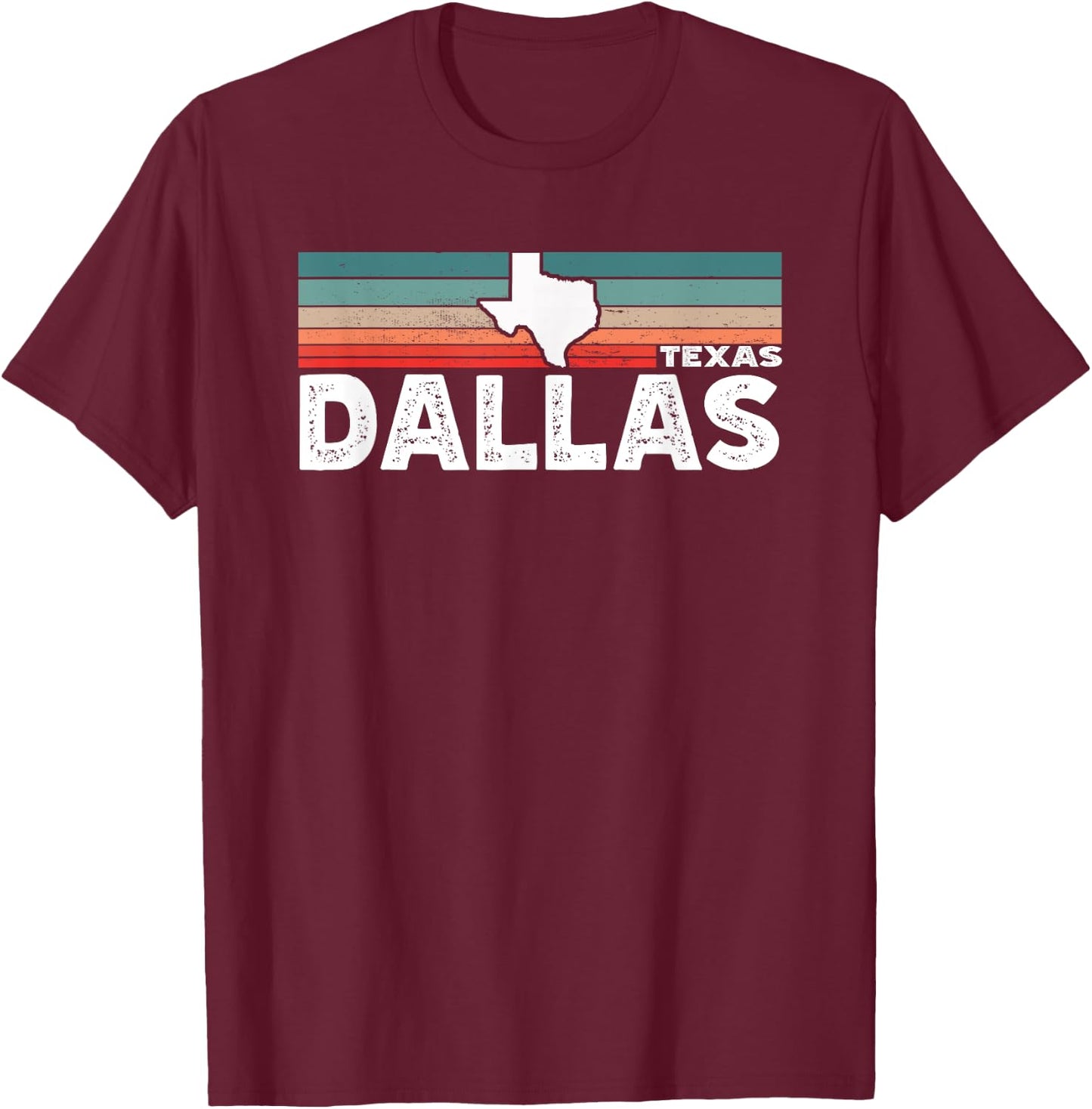 Vintage Retro Dallas TX Tourist Native Texas State T-Shirt - T-Shirt | Maroon
