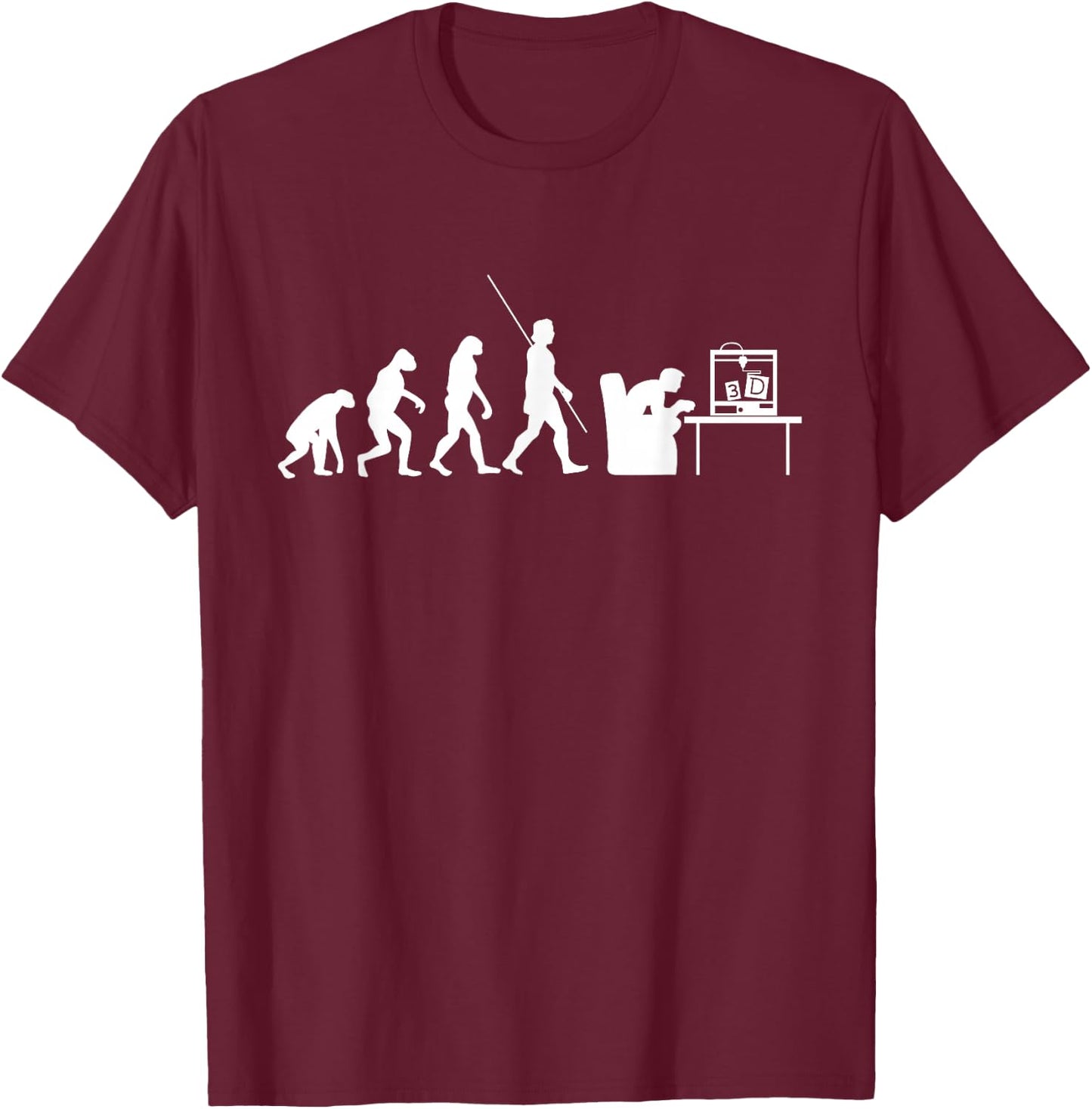 3D print evolution design with 3D printer T-Shirt - T-Shirt | Maroon