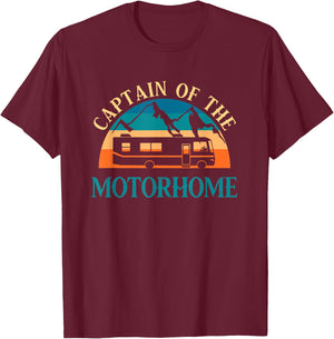 Retro RV Camping Captain Of The Motorhome Camper T-Shirt - T-Shirt | Maroon