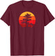 Pacific Ocean Beach Bonsai Tree Sun Retro Vintage Men Women Girls Kids T-Shirt - T-Shirt | Maroon