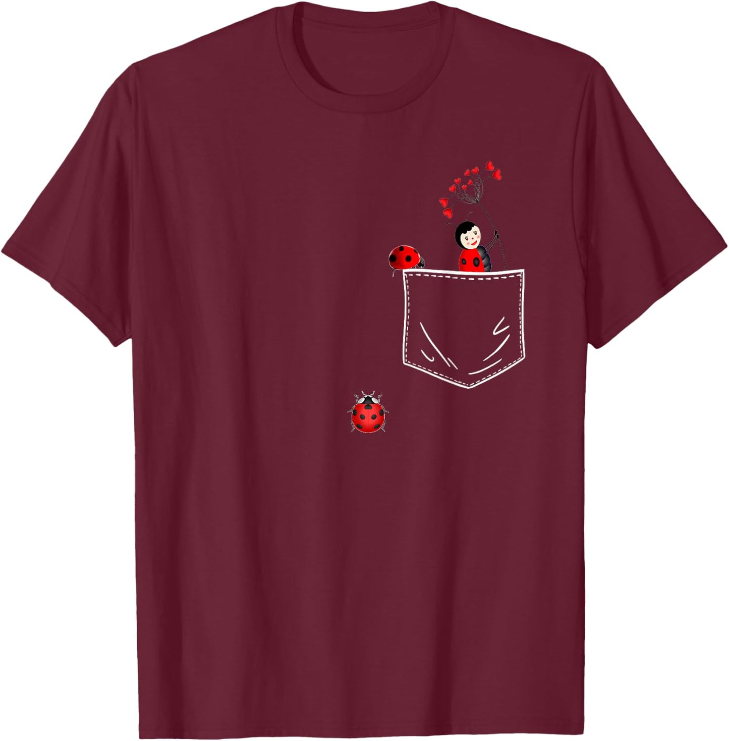 Ladybug In The Pocket Love Ladybugs T-Shirt - T-Shirt | Maroon