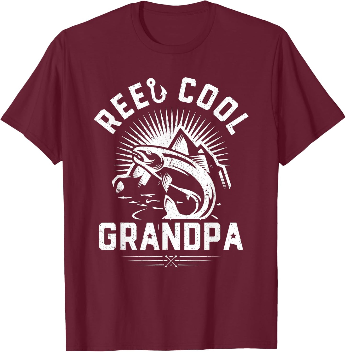 Reel Cool Grandpa Shirt Gift Funny Fishing Fathers Day T-Shirt - T-Shirt | Maroon