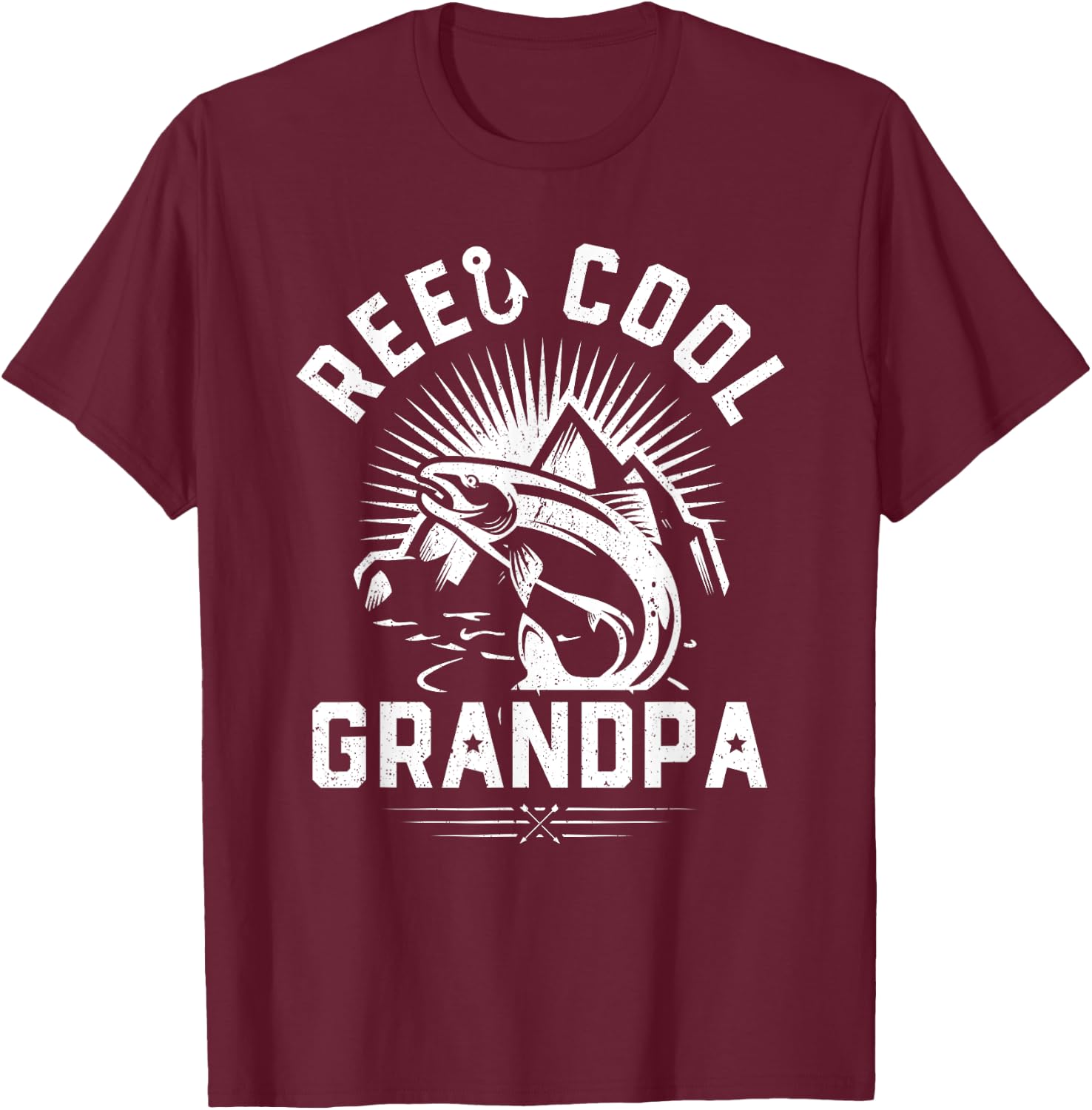 Reel Cool Grandpa Shirt Gift Funny Fishing Fathers Day T-Shirt - T-Shirt | Maroon