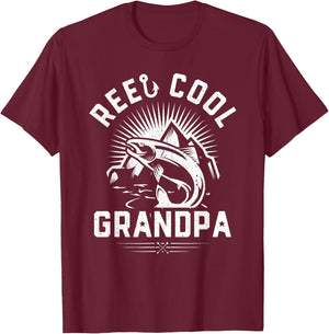 Reel Cool Grandpa Shirt Gift Funny Fishing Fathers Day T-Shirt - T-Shirt | Maroon